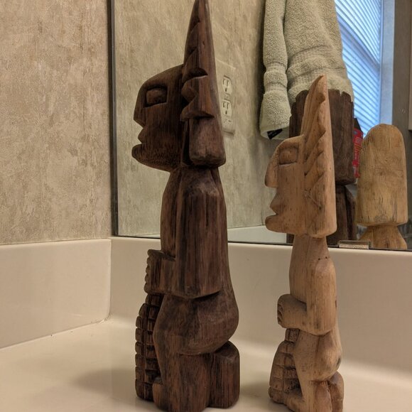 Vintage Wood Mayan Figures from Mexico - Picture 3 of 6